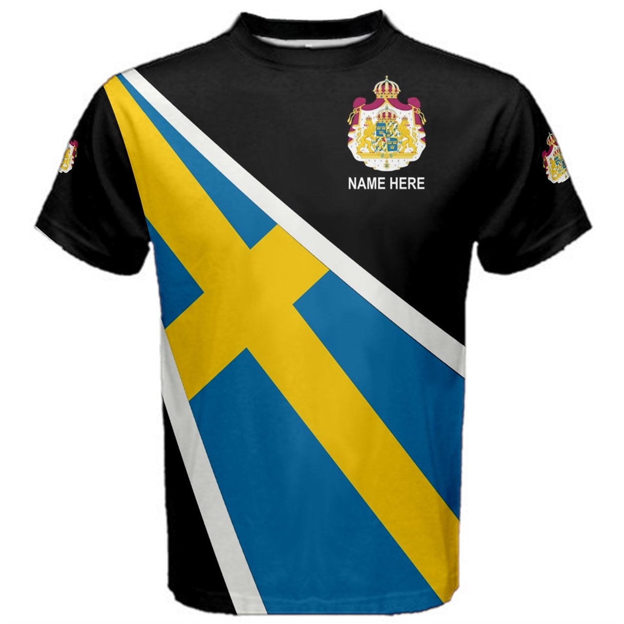 Custom Personalized Name Sweden Flag Men's or Kids T-shirt
