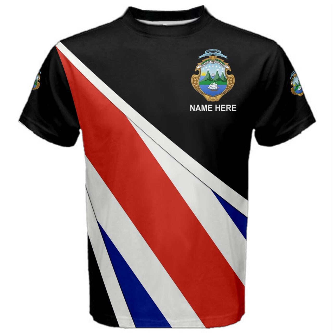 Custom Name Costa Rica Flag Coat of Arms Men's or Kids T-shirt