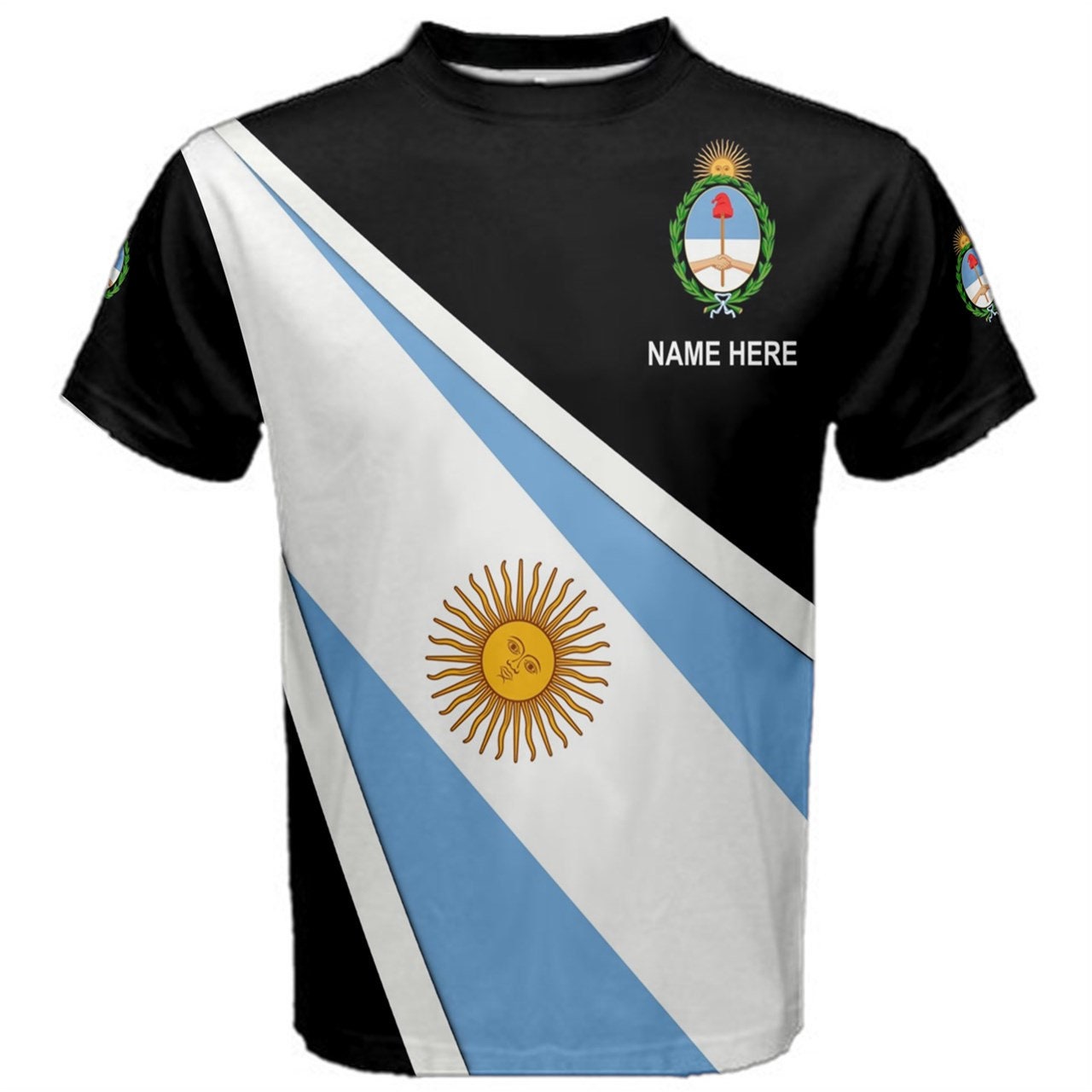 Custom Name Argentina Flag Coat of Arms Men's & Kids T-shirts