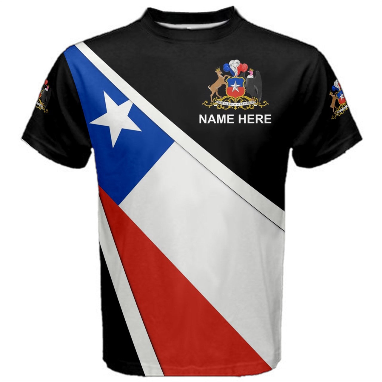 Custom Name Chile Flag Coat of Arms Men's & Kids T-shirts