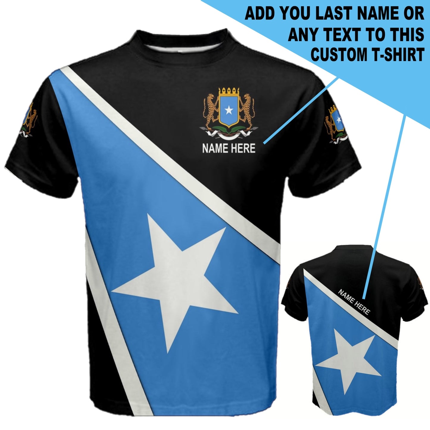 Custom Name Somalia Flag Coat of Arms Men's & Kids T-shirts