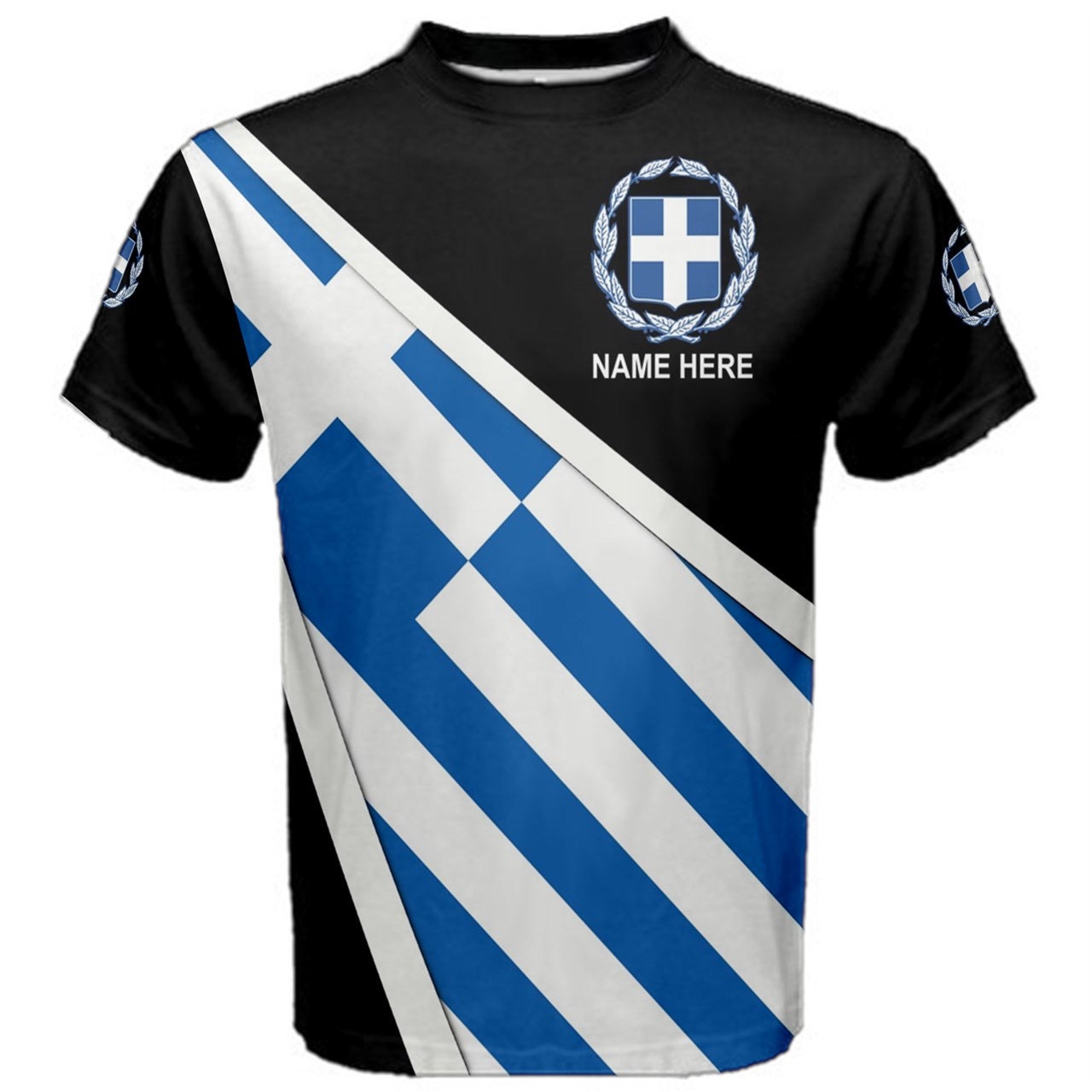 Custom Name Greece Flag Coat of Arms Men's & Kids T-shirts