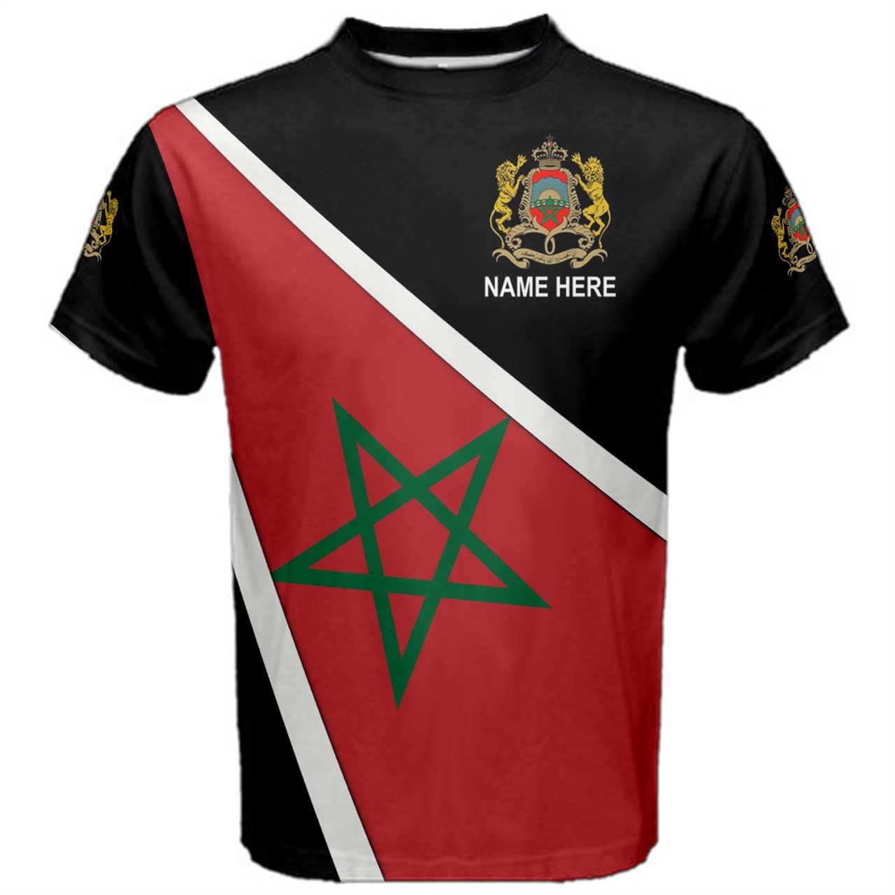 Custom Name Morocco Flag Coat of Arms Men's & Kids T-shirts