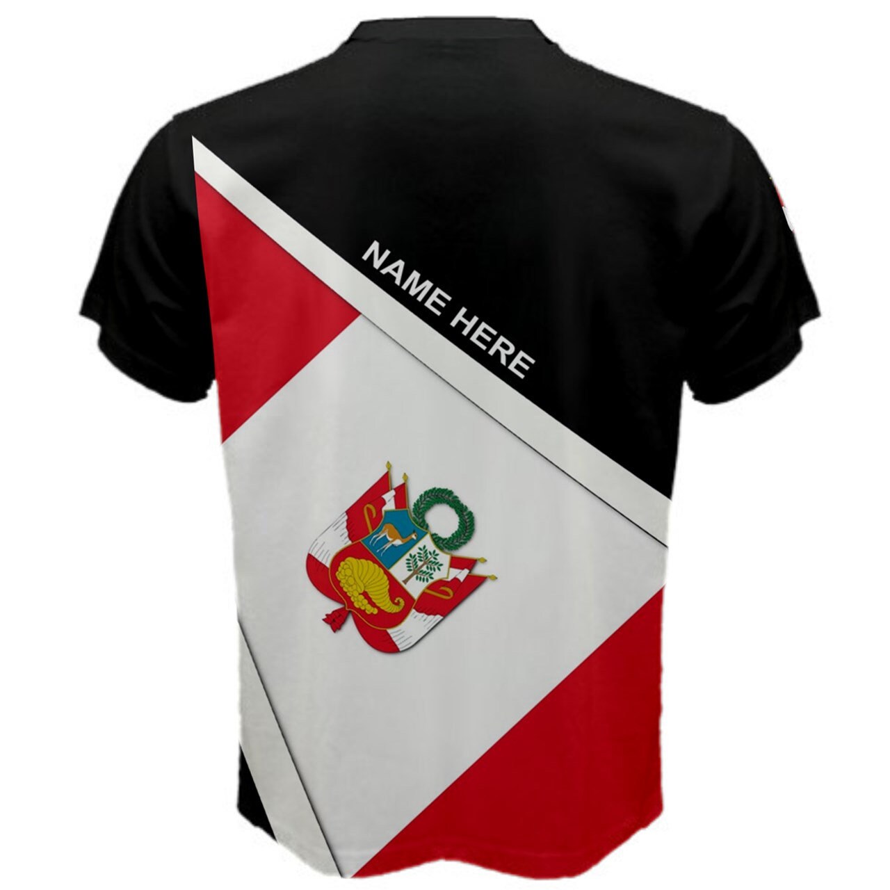 Custom Name PERU Flag Coat of Arms Men's & Kids T-shirts