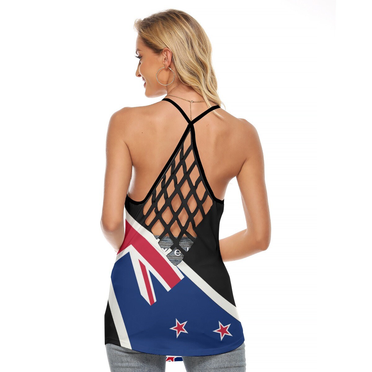 NEW ZEALAND Flag Women's Criss-Cross Open Back Tank Top