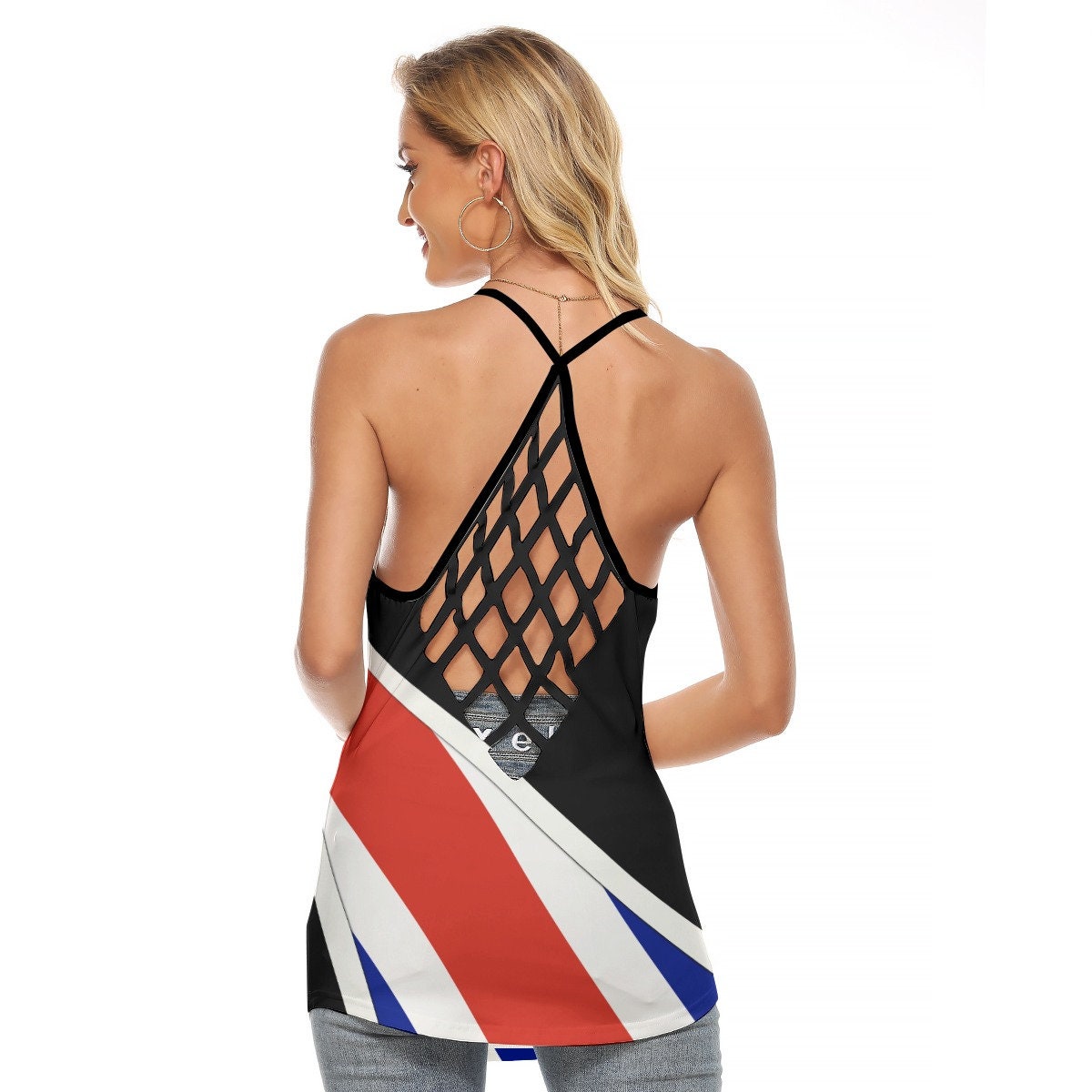Costa Rica Flag Women's Criss-Cross Open Back Tank Top