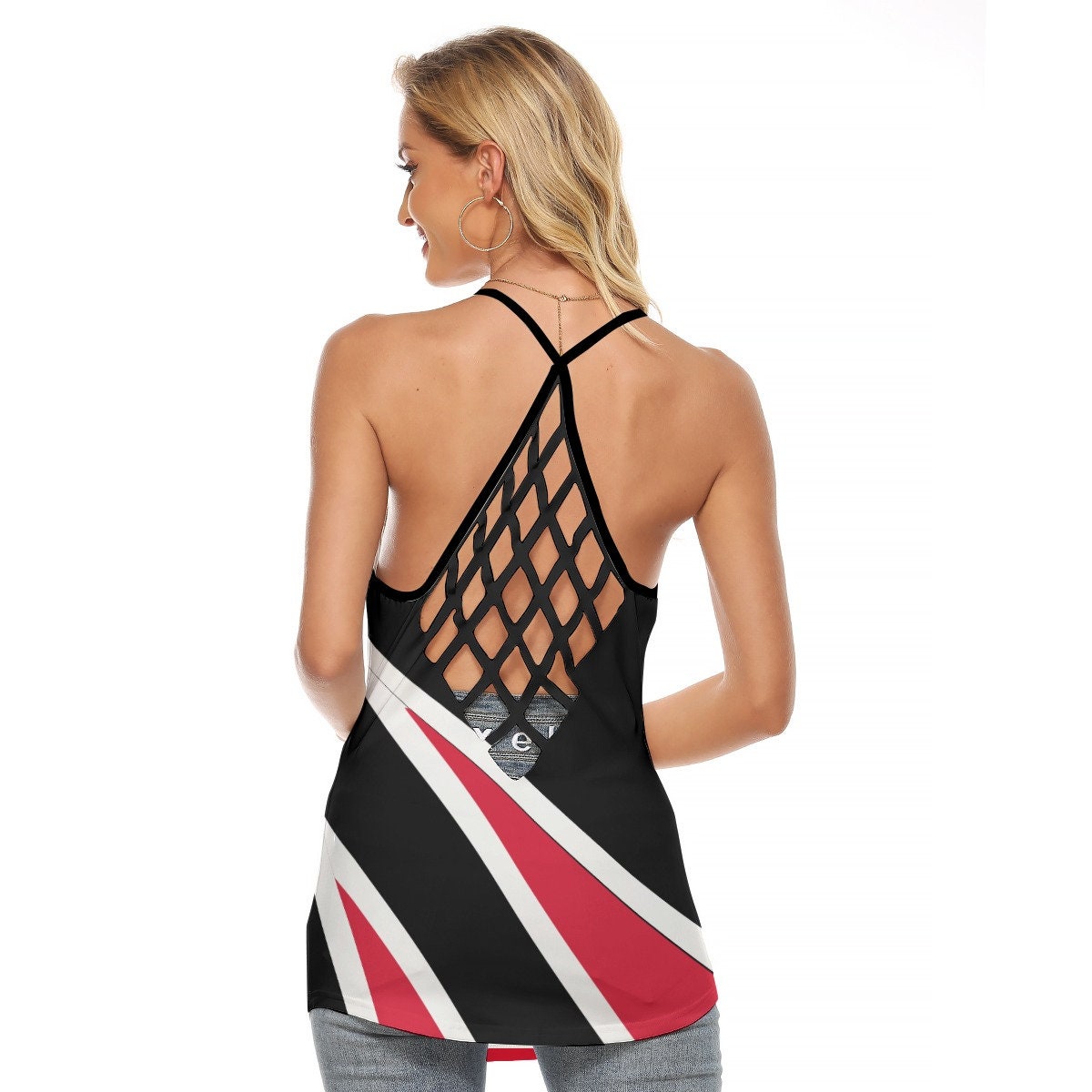 Trinidad & Tobago Flag Women's Criss-Cross Open Back Tank Top