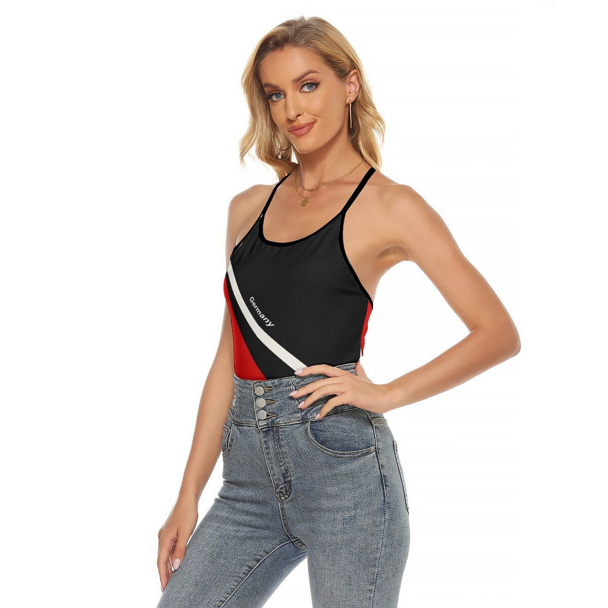 Germany Flag Women's Criss-Cross Open Back Tank Top
