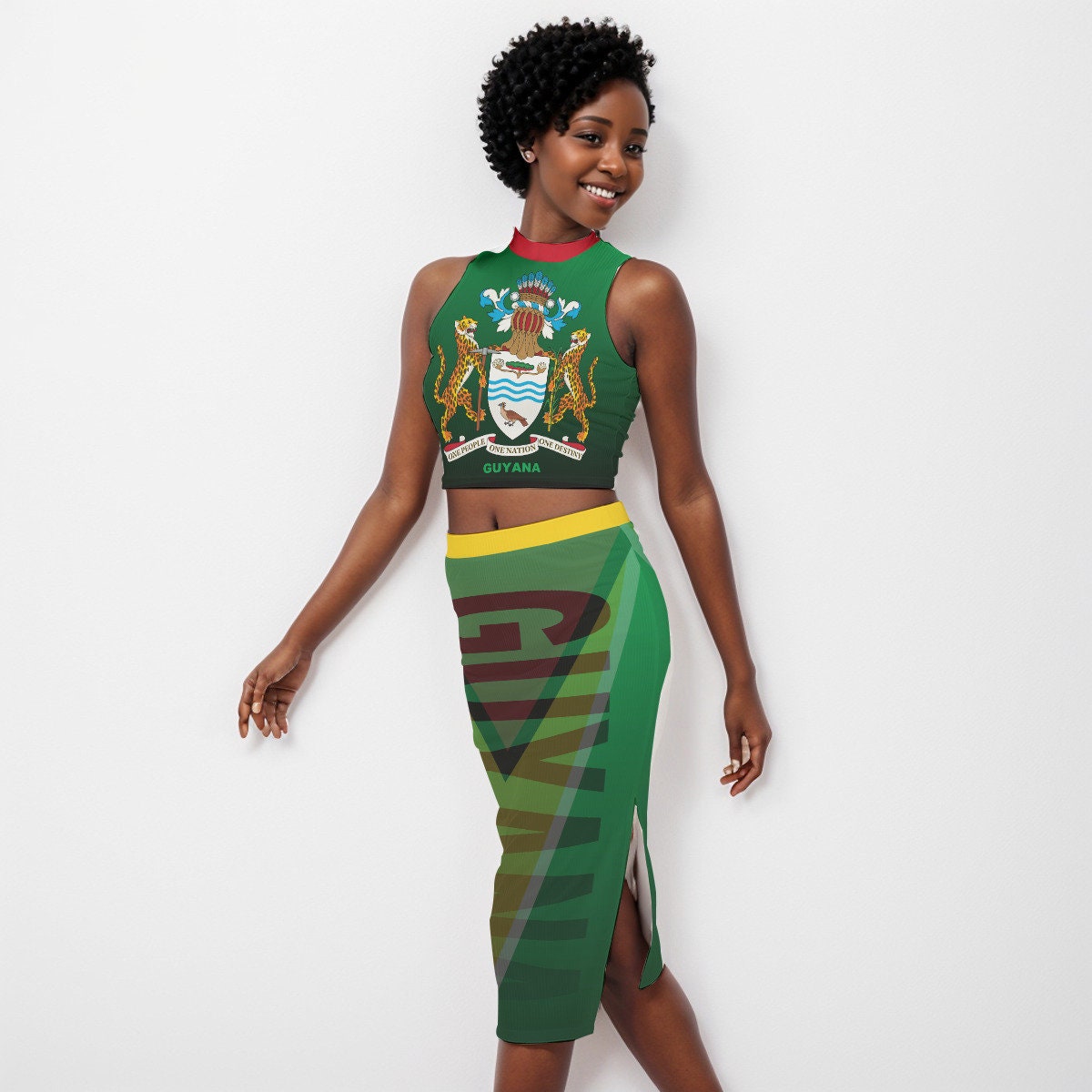 Guyana Coat of Arms Women's Tank Top & Split High Skirt Set