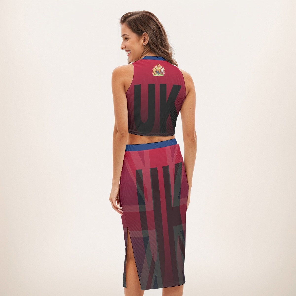 UK United Kingdom Flag Women's Tank Top & Split High Skirt Set