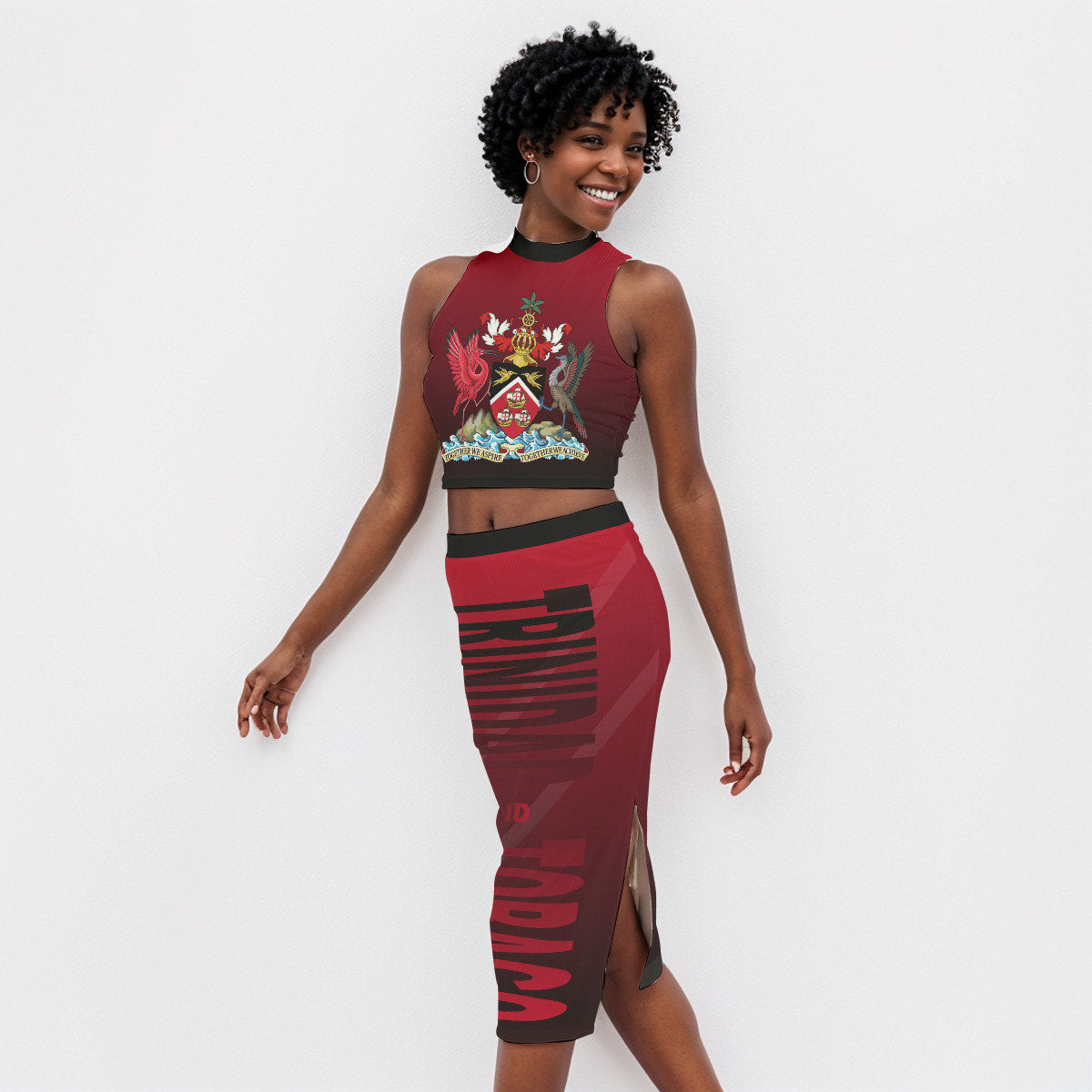 Trinidad and Tobago Flag Women's Tank Top & Split High Skirt Set