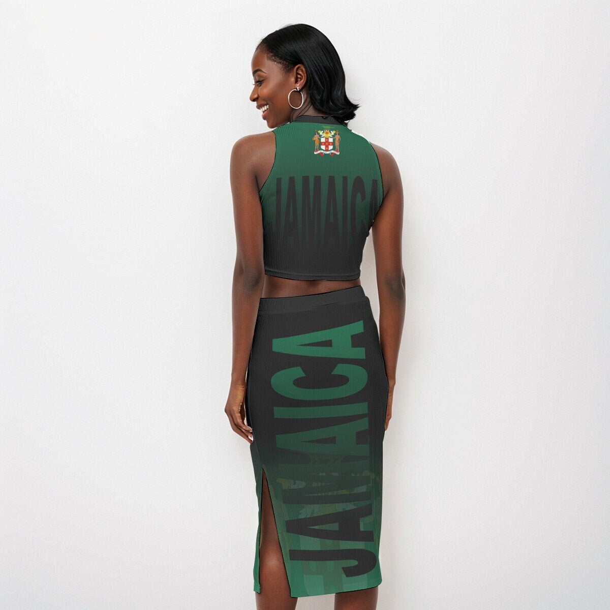 Jamaica Coat of Arms Flag Women's Tank Top & Split High Skirt Set