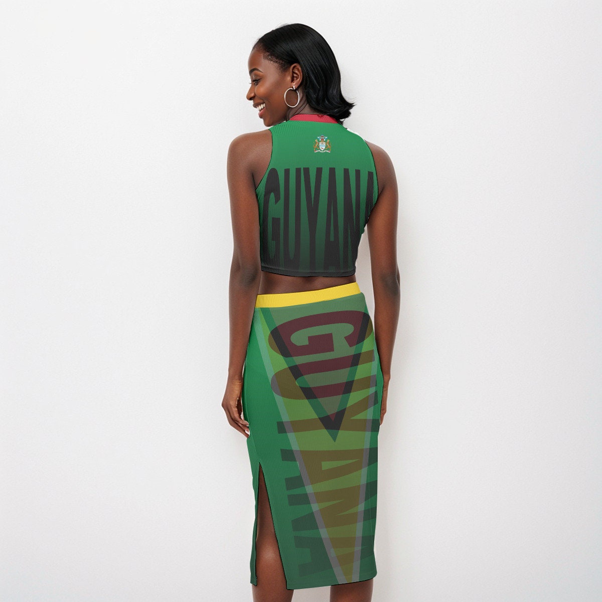 Guyana Coat of Arms Women's Tank Top & Split High Skirt Set