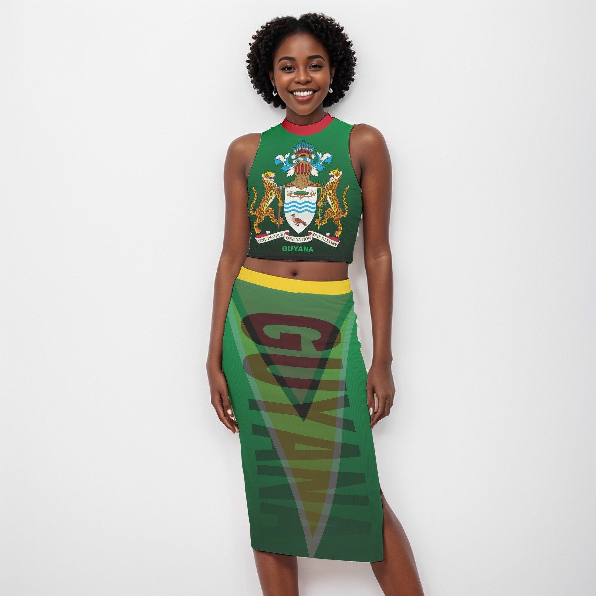 Guyana Coat of Arms Women's Tank Top & Split High Skirt Set