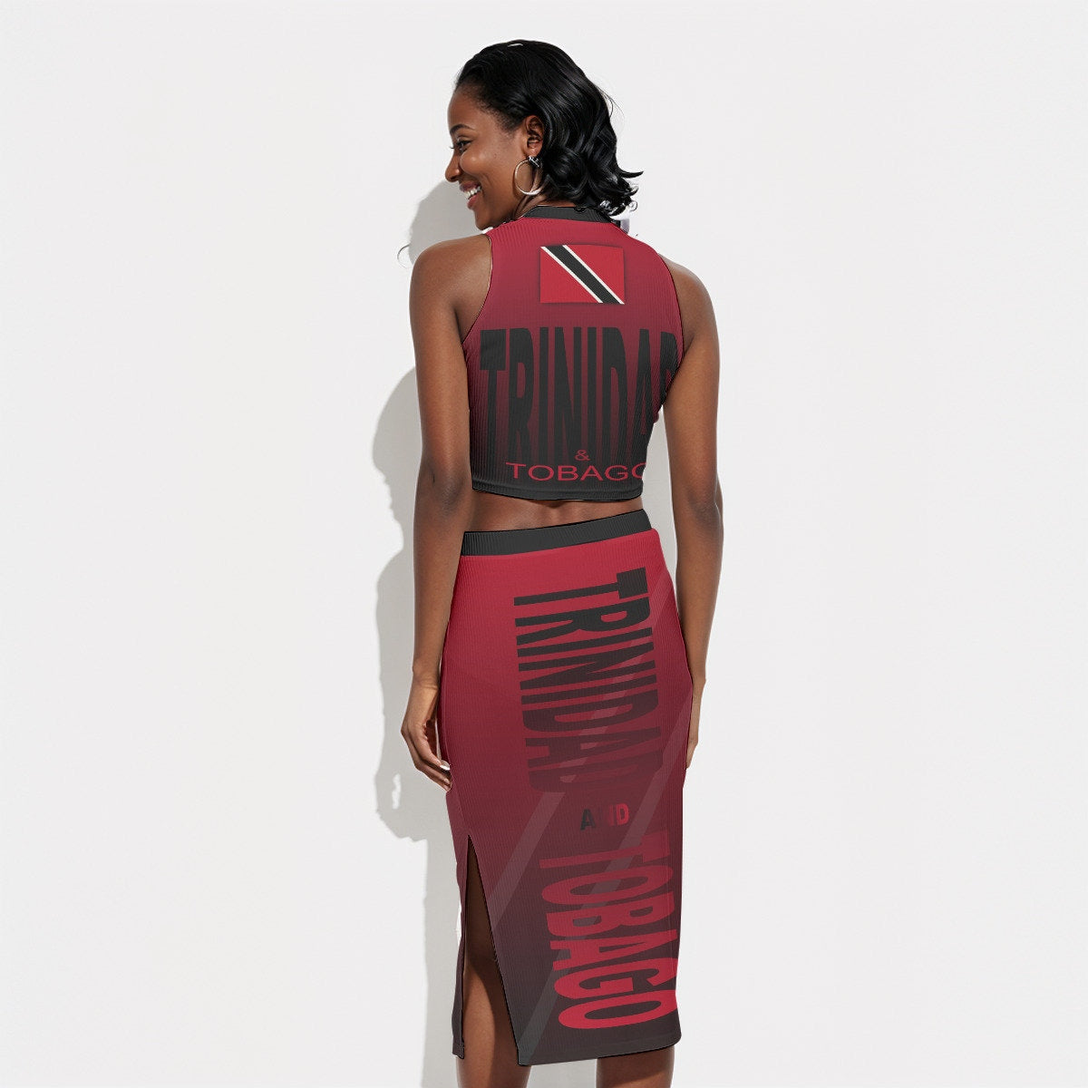 Trinidad and Tobago Flag Women's Tank Top & Split High Skirt Set