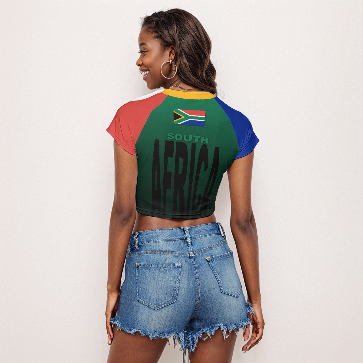 South Africa Flag Women's Raglan Cropped T-shirt