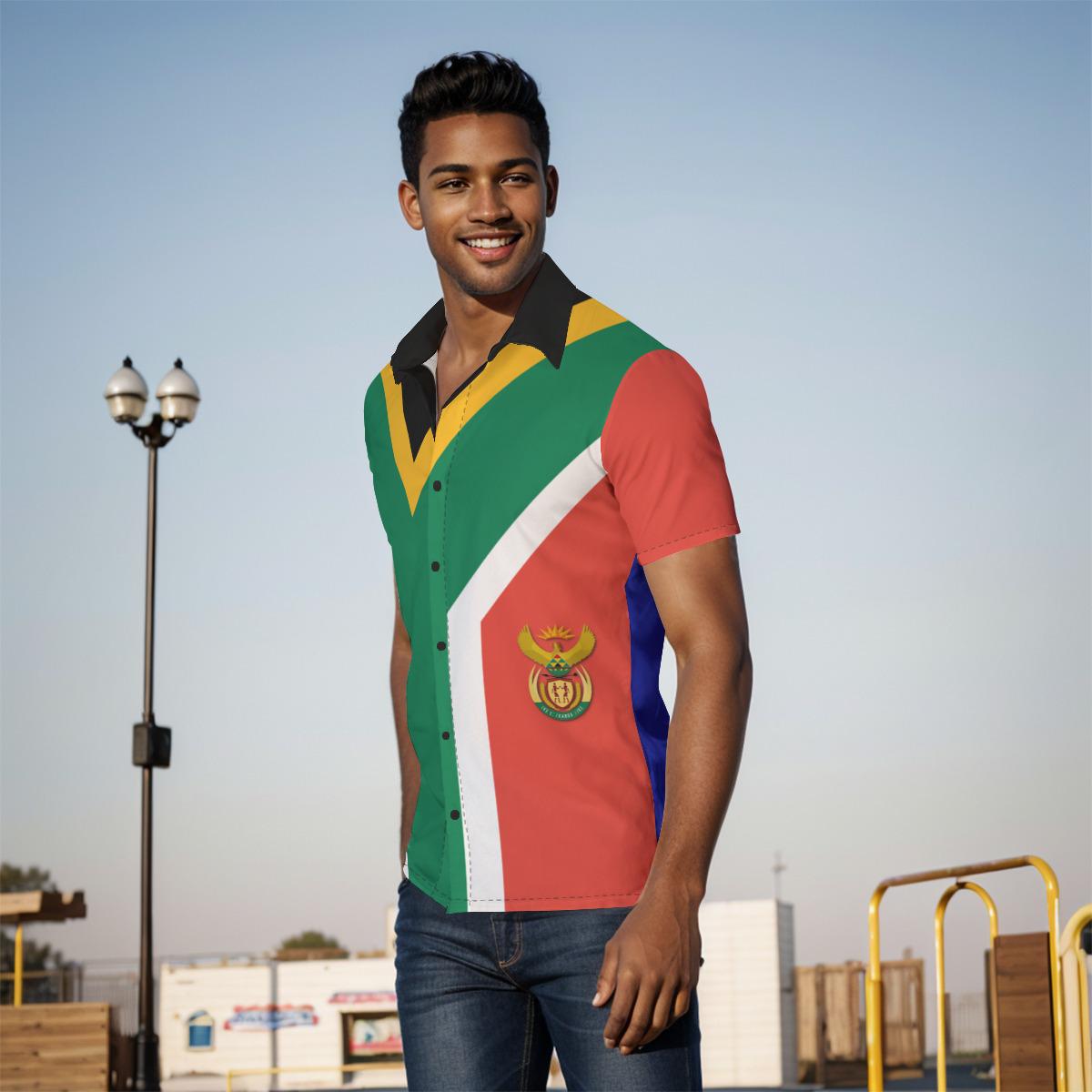 South Africa Coat of Arms Men's Dress Button up Shirt