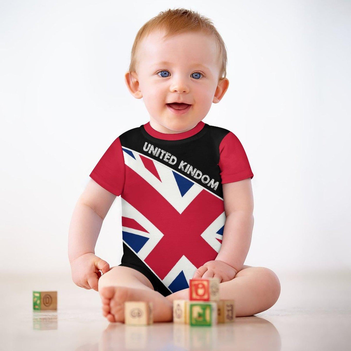 Add Your Childs Name. United Kingdom Flag Newborn Baby Onesie Bodysuit Romper