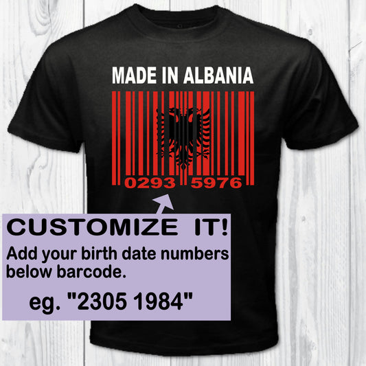 Made in Albania Barcode Flag Personalized T-shirt
