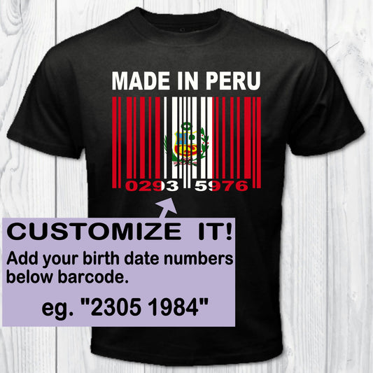 Made In Peru Barcode Flag Personalized T-shirt