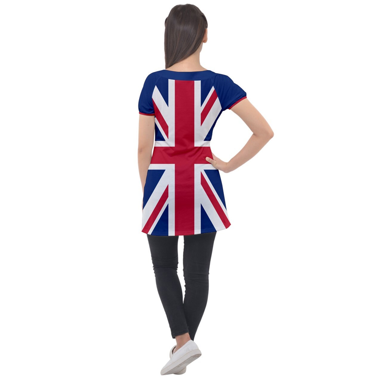 Britain Union Jack Flag Puff Sleeve Tunic Top Dress