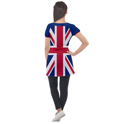 Britain Union Jack Flag Puff Sleeve Tunic Top Dress