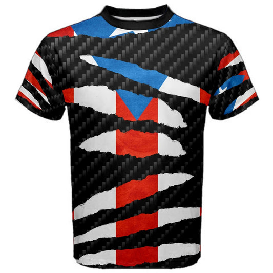 Puerto Rico National Flag Beast Ripped Graphic T-shirt