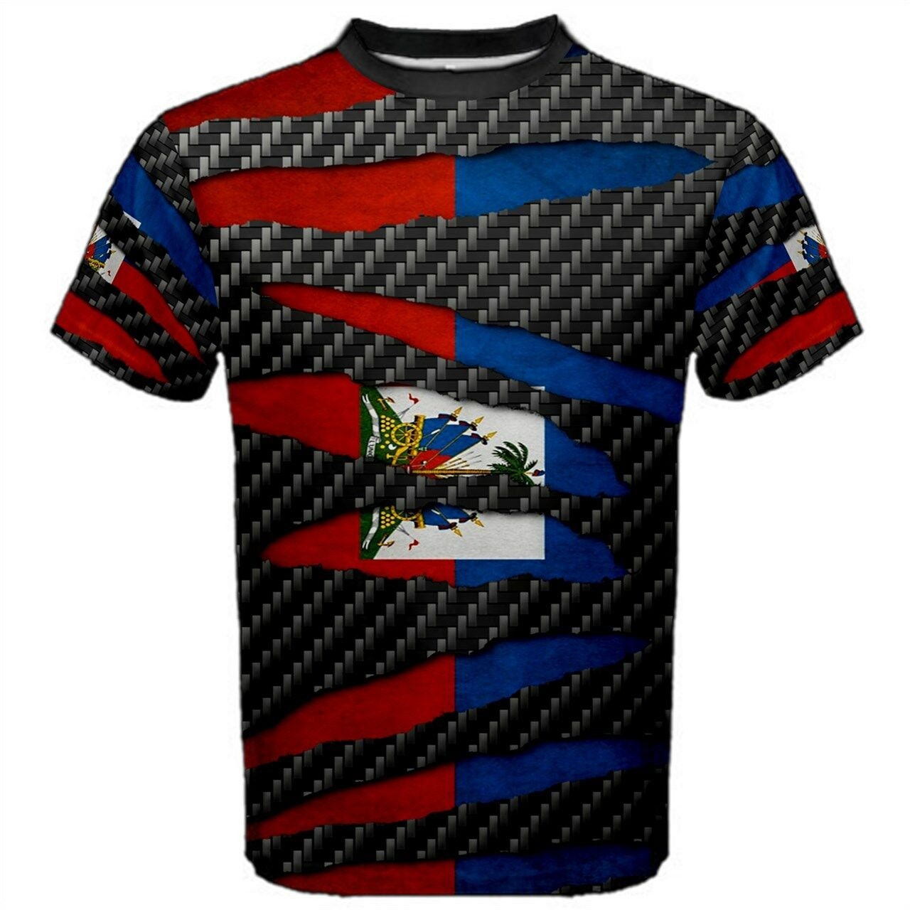 Haiti Flag Beast Ripped T-shirt