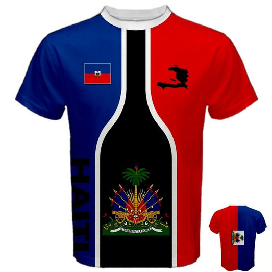 Haiti Flag Coat of Arms Red Blue T-shirt