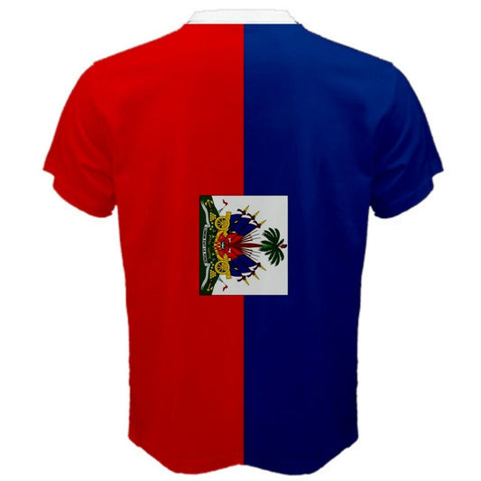 Haiti Flag Coat of Arms Red Blue T-shirt
