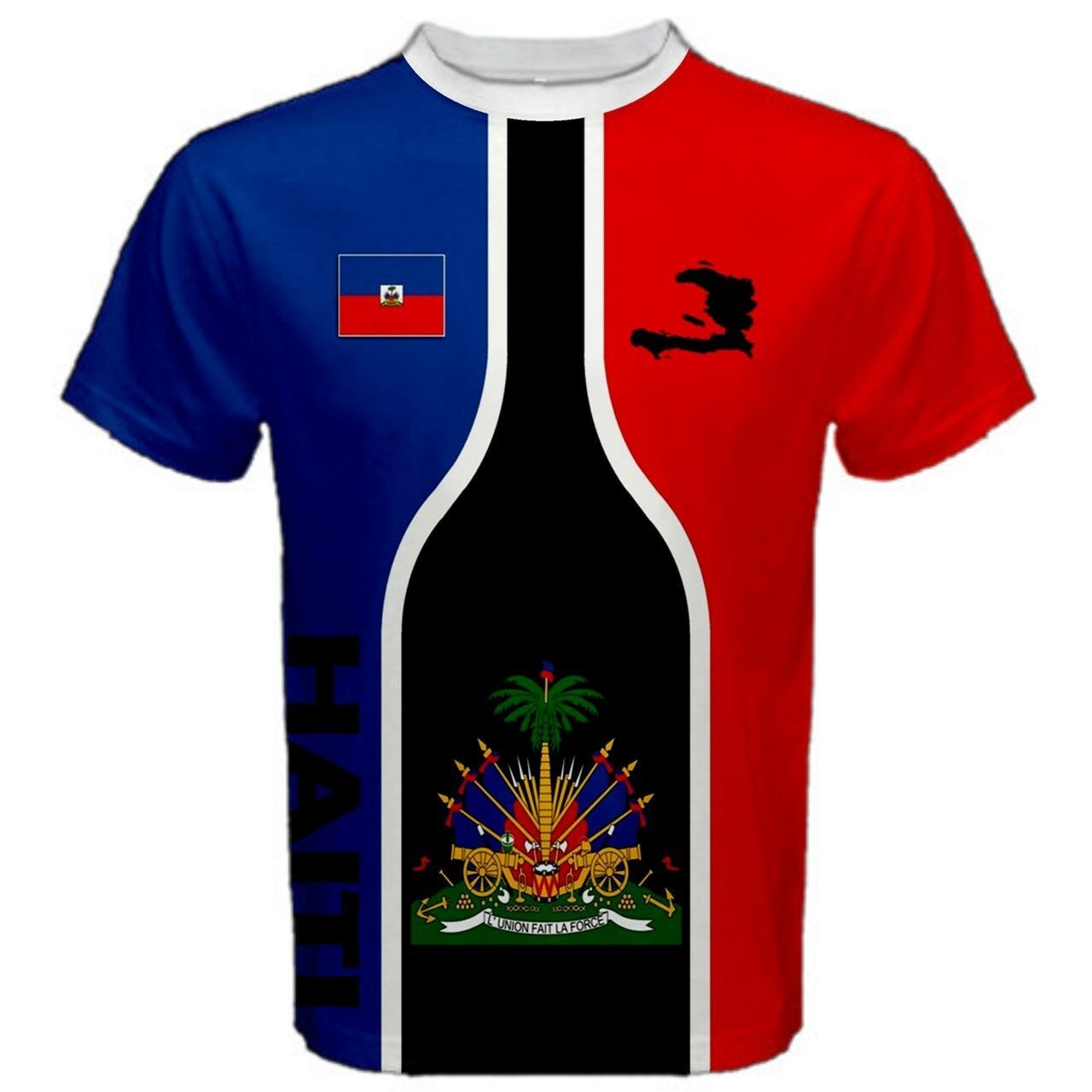 Haiti Flag Coat of Arms Red Blue T-shirt