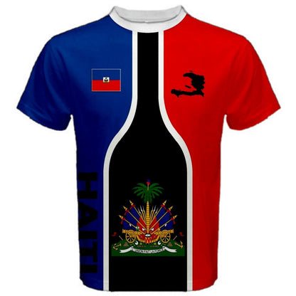Haiti Flag Coat of Arms Red Blue T-shirt