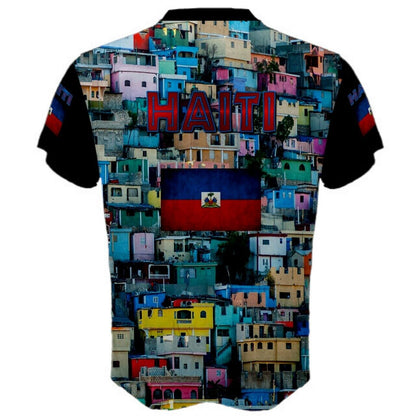 Colorfull Hillside Houses Beautifull Haitian T-shirt