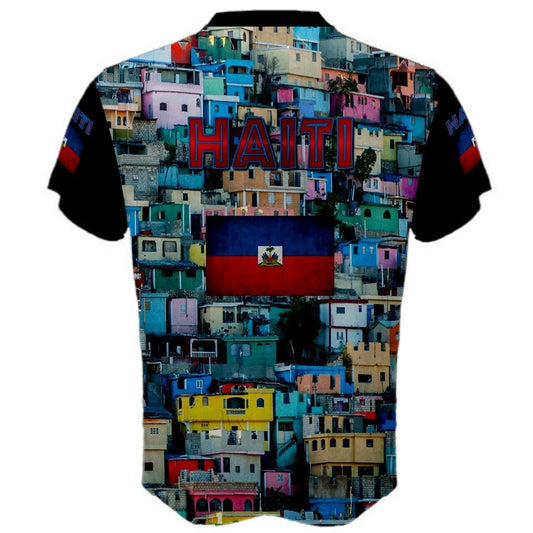 Colorfull Hillside Houses Beautifull Haitian T-shirt