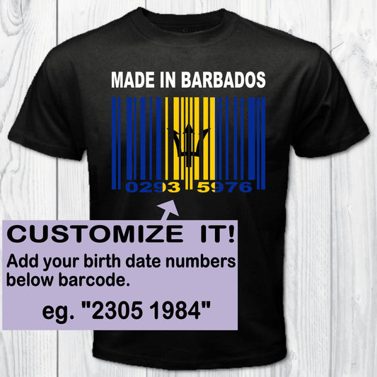 Made in Barbados Barcode Flag Personalized T-shirt