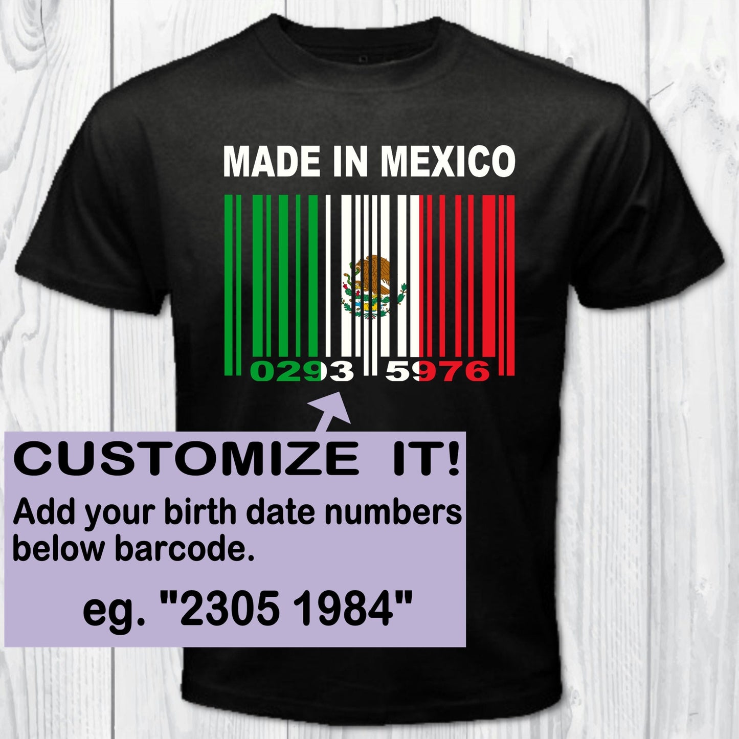 Made In Mexico Barcode Flag Personalized T-shirt