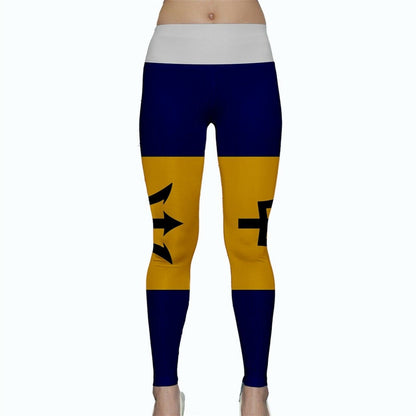 Barbados Flag Yoga Pants Leggings