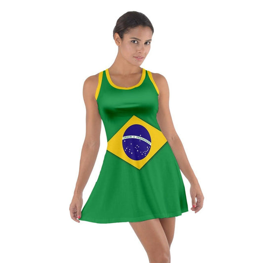 Brazil Flag Sleeveless Racerback Dress