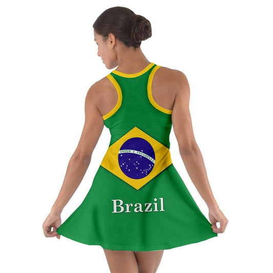 Brazil Flag Sleeveless Racerback Dress