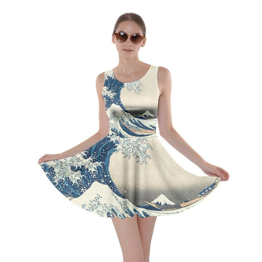 Great Wave Off Kanagawa Japanese Art Skater Skirt or Dress