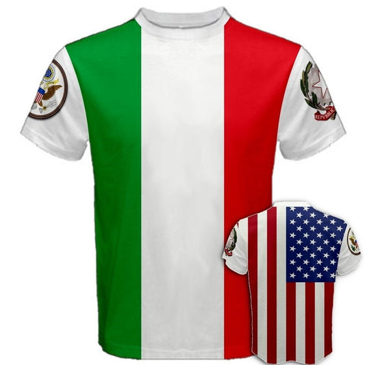 Italy/United States Multi Flag and Coat of Arms T-shirt