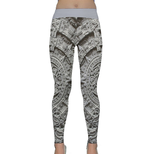 Mayan Sunstone Calendar Grey Leggings