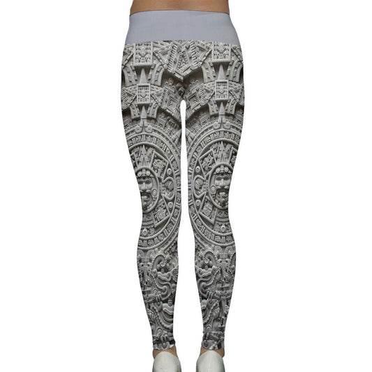 Mayan Sunstone Calendar Grey Leggings