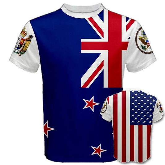 New Zealand/United States Multi Flag T-shirt