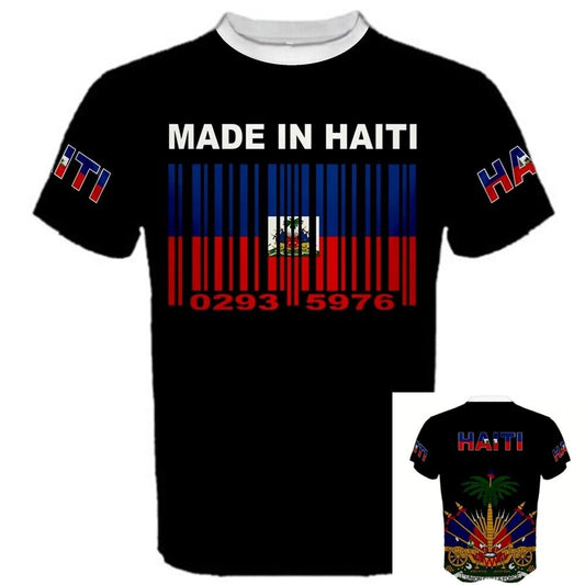 Made in Haiti National Coat of Arms Barcode Flag T-shirt