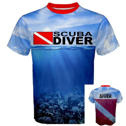 Scuba Diver Flag Ocean Water Unique Graphic T-shirt