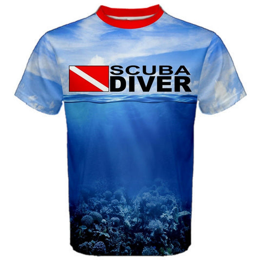 Scuba Diver Flag Ocean Water Unique Graphic T-shirt