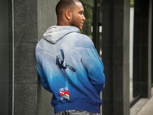 Live To Dive Deep Scuba Diver Pullover Hoodie