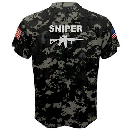Sniper Rifle Crosshair Military Digital Camo T-shirt