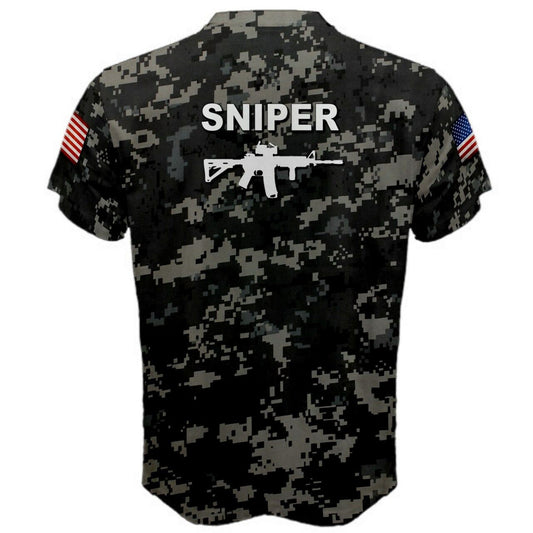 Sniper Rifle Crosshair Military Digital Camo T-shirt